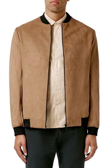 Men's Topman Faux Suede Bomber Jacket