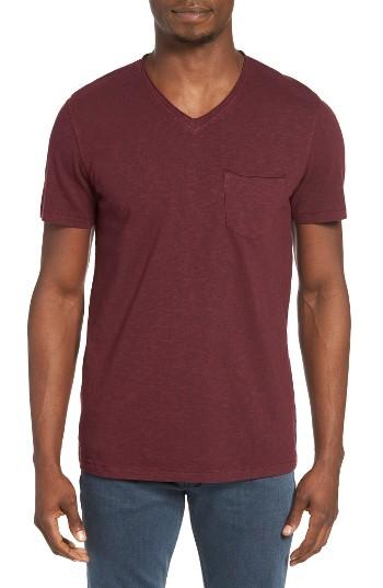 Men's Treasure & Bond Trim Fit Slub V-neck Pocket T-shirt - Burgundy