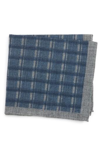 Men's Ted Baker London Patterned Wool Pocket Square, Size - Blue