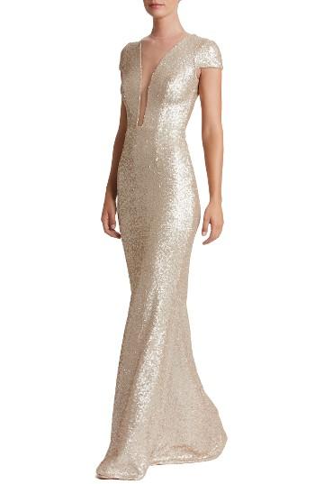 Women's Dress The Population Michelle Sequin Gown - Metallic