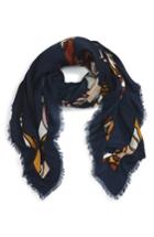 Women's Tory Burch Logo Print Square Wool Scarf