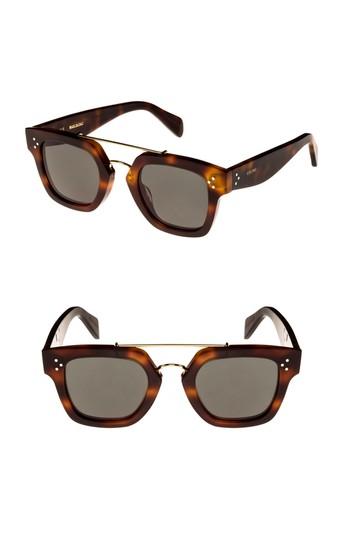 Women's Celine 47mm Gradient Square Sunglasses - Blonde Havana/ Green