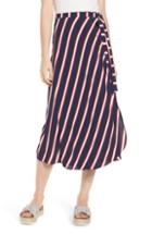 Women's Bp. Stripe Midi Wrap Skirt - Blue