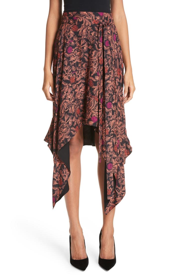 Women's Proenza Schouler Floral Print Sharkbite Hem Skirt