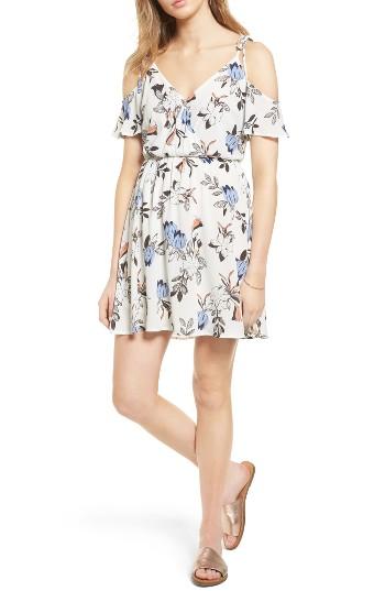Women's Lush Surplice Cold Shoulder Dress - Ivory