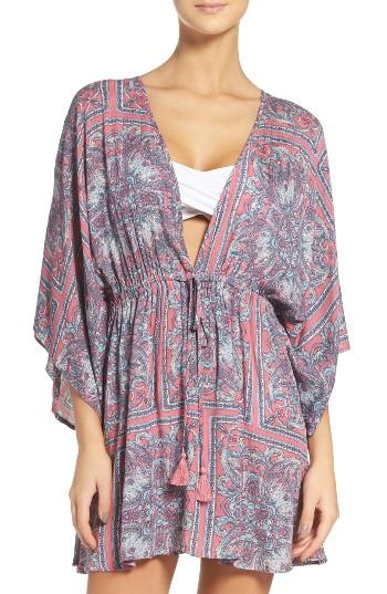 Women's Hinge Royal Tiles Cover-up Kimono, Size - Burgundy