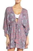 Women's Hinge Royal Tiles Cover-up Kimono, Size - Burgundy