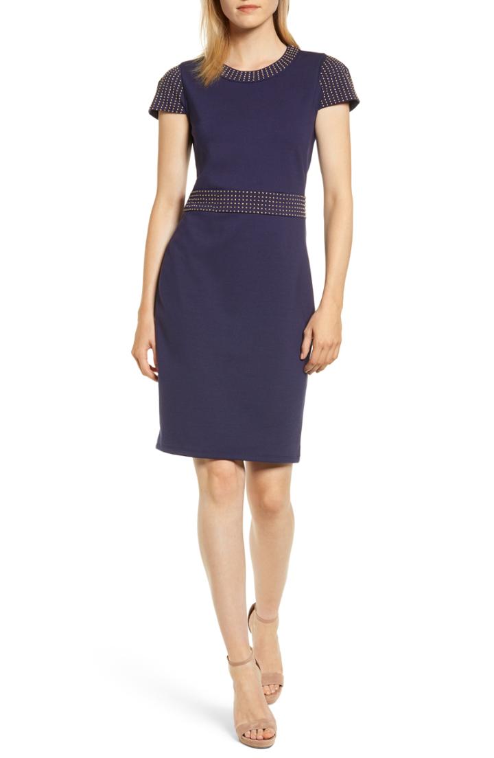 Women's Michael Michael Kors Ponte Stud Sheath Dress - Blue