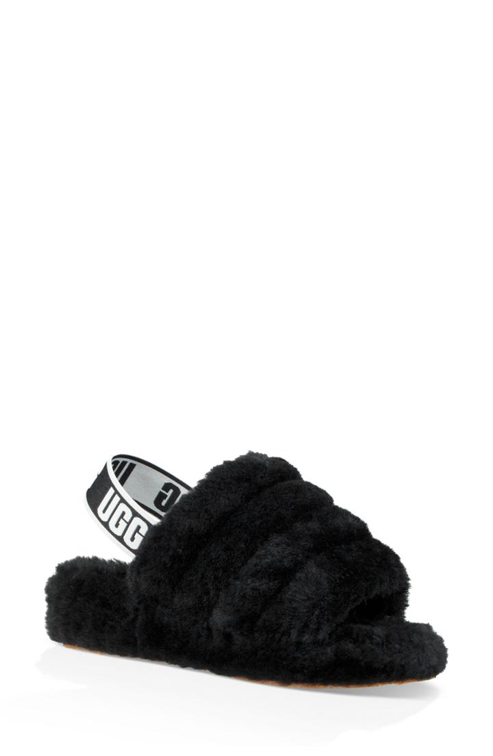 Women's Ugg Fluff Yeah Genuine Shearling Slipper M - Black