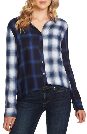 Women's Vince Camuto Mixed Plaid Shirt - Blue