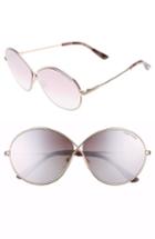 Women's Tom Ford Rania 64mm Oversize Round Sunglasses - Rose Gold/ Gradient Violet
