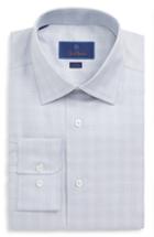 Men's David Donahue Trim Fit Plaid Dress Shirt .5 - 32/33 - Grey