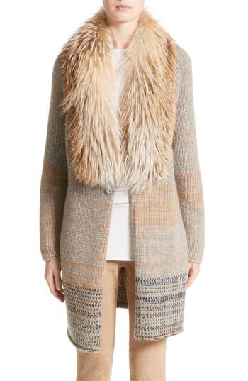 Women's Fabiana Filippi Cashmere Cardigan With Removable Genuine Fox Fur Collar