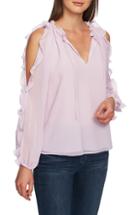 Women's 1.state Ruffle Cold Shoulder Top - Purple