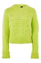 Women's Topshop Boutique Cable Knit Sweater Us (fits Like 0) - Green