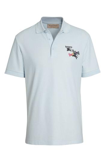 Men's Burberry Burnton Multi Logo Polo - Blue