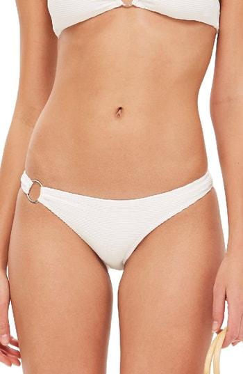 Women's Topshop Ribbed Ring Bikini Bottoms Us (fits Like 0) - White