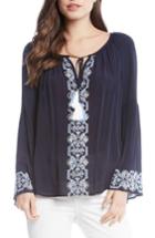 Women's Karen Kane Double Tassel Embroidered Top - Blue