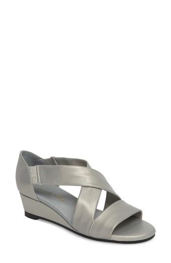 Women's David Tate Swell Cross Strap Wedge Sandal N - Metallic