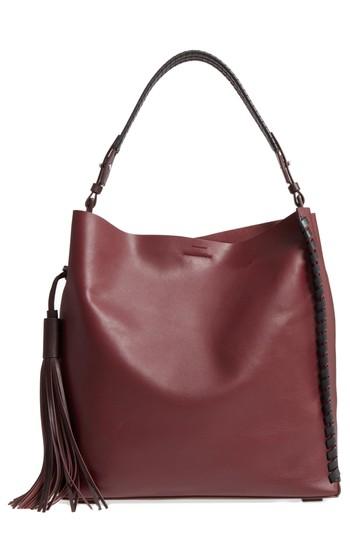 Allsaints Kepi North/south Leather Tote - Burgundy