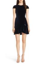 Women's Alice + Olivia Enid Ruffled Velvet Minidress - Blue