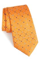 Men's Nordstrom Men's Shop Cambridge Grid Silk Tie, Size - Orange