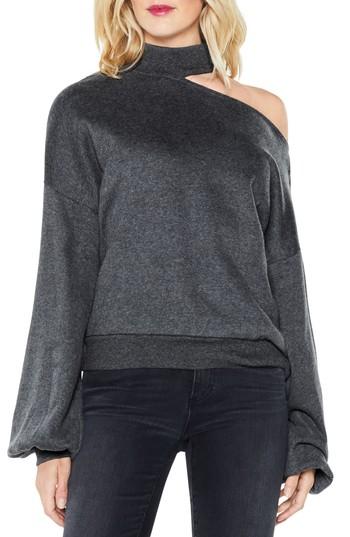 Women's Two By Vince Camuto One-shoulder Mock Neck Pullover - Grey