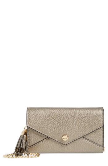 Mali + Lili Tassel Convertible Vegan Leather Envelope Clutch - Grey