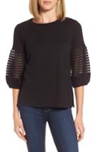 Women's Gibson Baby Ponte Bubble Sleeve Lace Shirt - Black