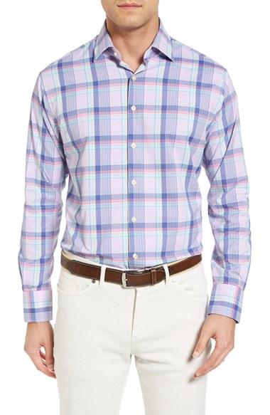 Men's Peter Millar Ides Multi Plaid Fit Performance Sport Shirt