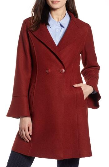 Women's Halogen Raw Edge Bell Sleeve Coat - Brown