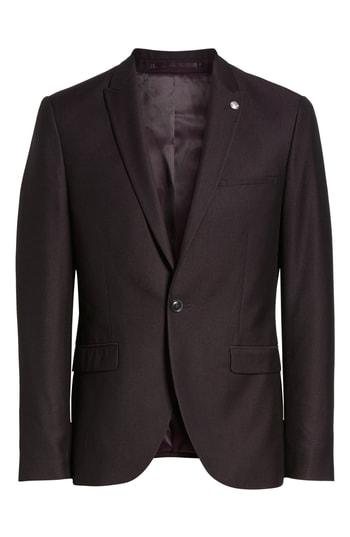 Men's Topman Bicester Skinny Fit Suit Jacket R - Burgundy