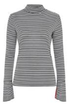 Women's Topshop Boutique Stripe Slit Cuff Top Us (fits Like 0) - Black