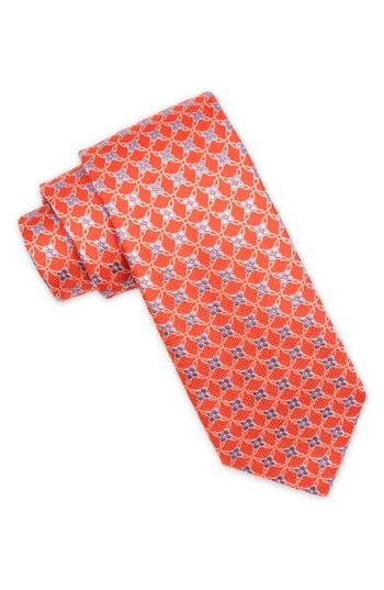 Men's Ike Behar Geometric Silk Tie, Size - Orange