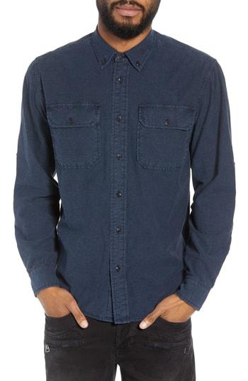 Men's Hudson Regular Fit Chambray Sport Shirt - Blue