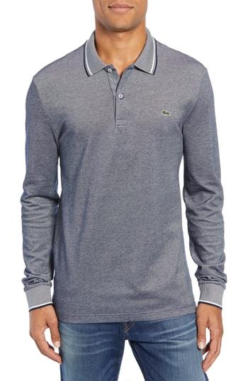 Men's Lacoste Slim Fit Long Sleeve Pique Polo (4xl) - Blue
