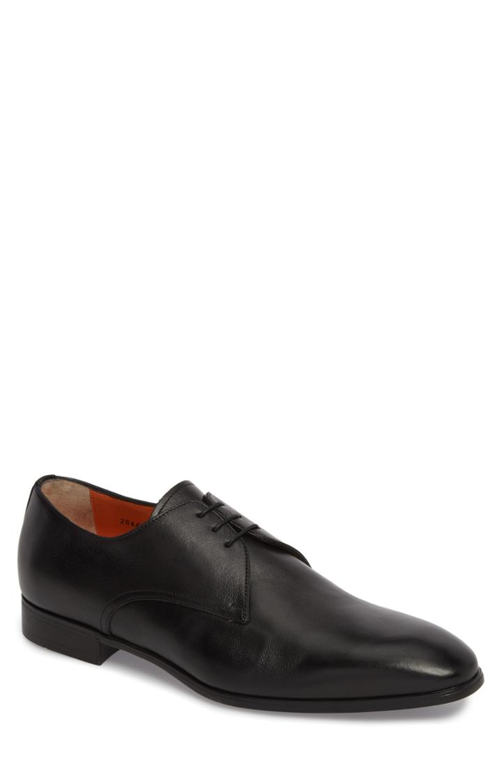 Men's Santoni Glenn Plain Toe Derby .5 D - Black
