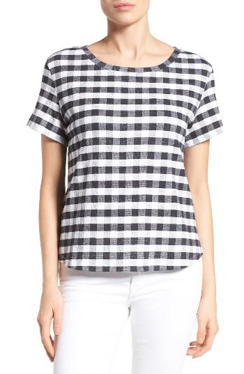 Women's Caslon Print Crinkle Cotton Blend Top - White