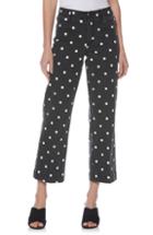 Women's Paige Nellie Polka Dot Clean Front Culotte Jeans - Black