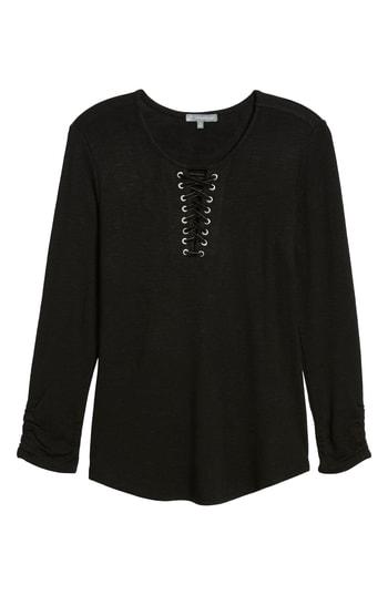 Women's Wit & Wisdom Lace-up Top - Black