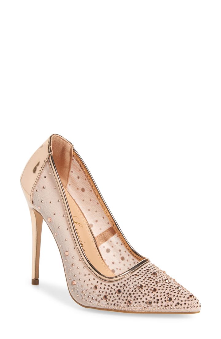 Women's Lauren Lorraine Janna Embellished Illusion Pump .5 M - Pink