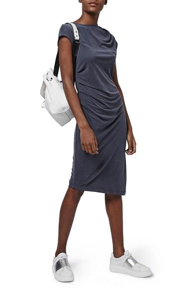 Women's Topshop Asymmetric Slinky Drape Midi Dress