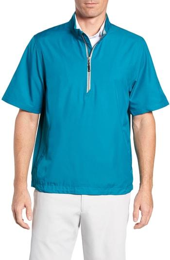 Men's Cutter & Buck Half Zip Short Sleeve Pullover - Blue