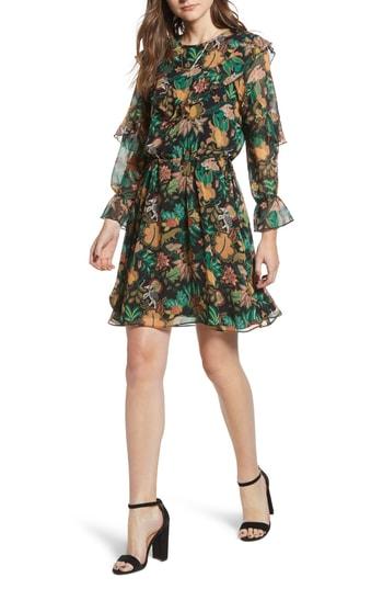 Women's Scotch & Soda Forest Print Ruffle Dress - Green