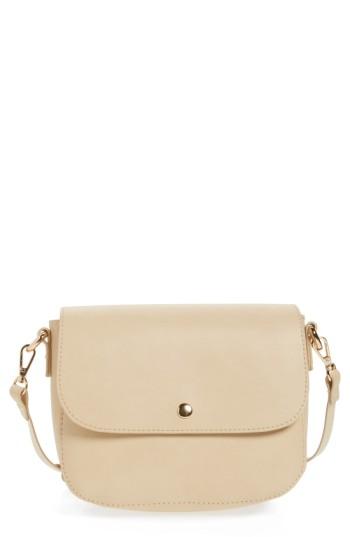 Bp. Minimal Faux Leather Crossbody Bag - Beige