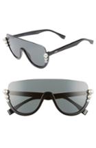 Women's Fendi 57mm Polarized Rimless Shield Sunglasses - Black