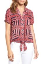 Women's Lucky Brand Tie Front Print Blouse