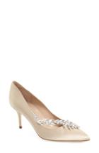 Women's Manolo Blahnik' Nadira' Crystal Embellished Pointy Toe Pump Us / 37eu - Beige