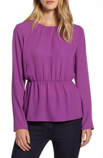 Women's Halogen Cinched Waist Blouse - Purple