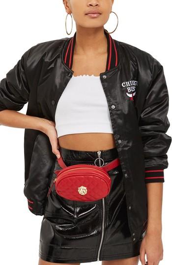 Topshop Quilted Faux Leather Belt Bag - Red